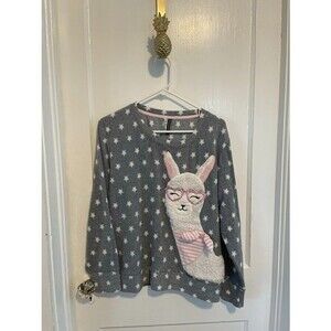 Jaclyn Intimates Women's Size Medium Heart Starts Llama Sweater